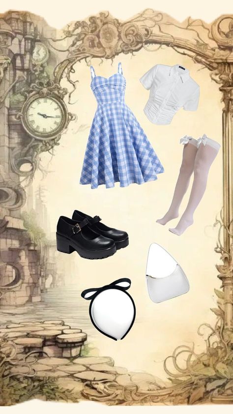 Alice In Wonderland Clothing Aesthetic, Alice Inspired Outfits, Alice In Wonderland Aesthetic Outfit, Alice In Wonderland Outfit Ideas, Alice In Wonderland Inspired Outfits, Alice In Wonderland Outfit, Halloween Fits, Fair Outfit, Wonderland Aesthetic