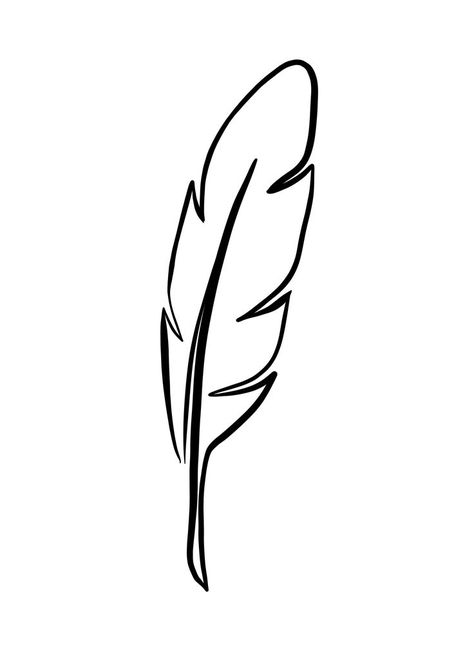 Feather Sketch Simple, Feathers Drawing Simple, Feather Drawings Simple, Simple Thunderbird Drawing, Feather Simple Drawing, Feather Outline Drawing, Feather Tattoos Simple, Feather Ink Drawing, Feather Line Tattoo