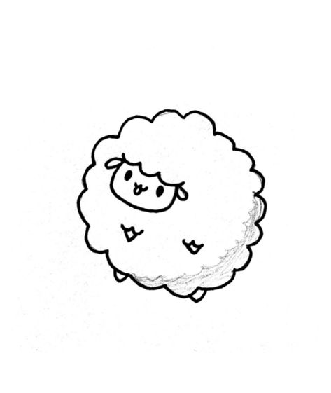 Lamb Cute Drawing, Sheep Paintings On Canvas Easy, Easy Lamb Drawing, Sheep Doodle Simple, Sheep Paintings Easy, Easy Sheep Drawings, Sheep Cute Drawing, Cute Sheep Tattoo, Sheep Drawing Simple