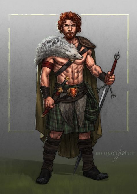 Gaul Warrior, Highlands Warrior, Oc Clothes, Viking Character, Celtic Myth, Celtic Legends, Scottish Warrior, Warriors Illustration, Manly Stuff