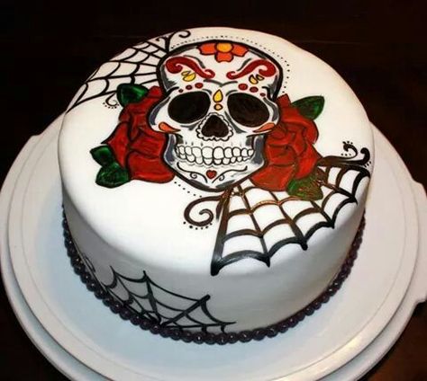 Dia de los muertos cake Sugar Skull Birthday, Pumpkin Patch Cake, Sugar Skull Cakes, Day Of The Dead Cake, Tattoo Cake, Gothic Cake, Chef Cake, Skull Cake, Monster Cake