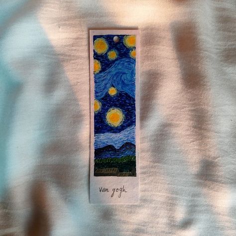 Starry Night Bookmark, Handmade Bookmarks Diy, Bookmark Ideas, Drawing Cartoon Faces, Creative Bookmarks, Book Maker, Mandala Art Therapy, Watercolor Bookmarks, Diy Bookmarks