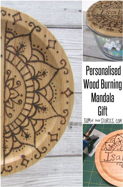 Personalised Wood Burning Mandala Gift Idea — Sum of their Stories Craft Blog Wood Burning Mandala, Simple Wood Burning, Mandala Wood, Planner Vintage, Wood Burn Designs, Small Business Blog, Digital Media Design, Woodwork Projects, Wood Burning Tool