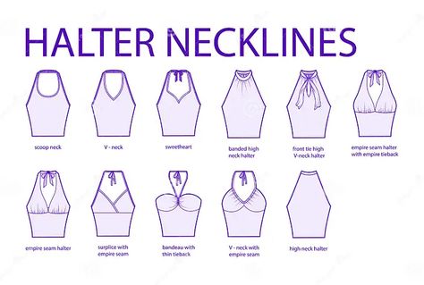 Shirt Neckline Types, Halter Neck Top Pattern, Sweetheart Neckline Shirt, Halter Neck Blouse Design, V Neck Halter Top, Halter Top Pattern, Halter Shirt, Halter Neck Blouses, Fashion Top Outfits