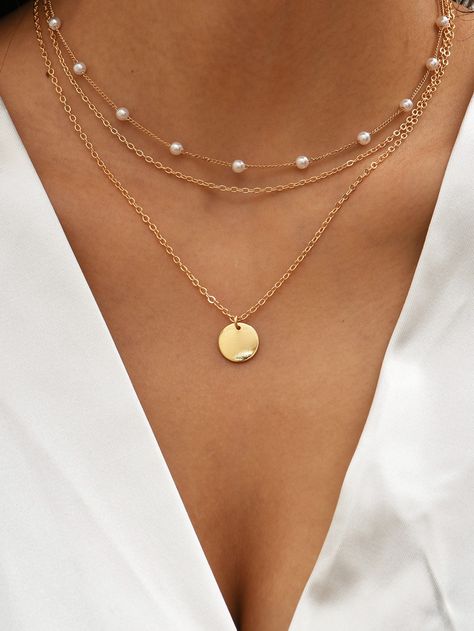 Yellow Gold Fashionable Collar  Iron   Embellished   Fashion Jewelry Cute Chains, Jewellery Minimalist, Frame Necklace, قلادات متدلية, Trending Necklaces, Celtic Knots, Jewelry Accessories Ideas, Elegante Casual, Jewelry Lookbook