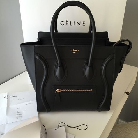 Celine Micro Luggage Tote Bag Black BNWT Authentic, brand new with tags, box, dust bag and receipt. This is the smooth leather with gold hardware. $2900P and no trades Celine Bags Totes Celine Micro Luggage, Celine Micro, Tote Bag Black, Celine Luggage, Celine Luggage Bag, Luxury Handbags, Luggage Bags, Bag Accessories, Top Handle Bag