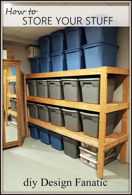 diy Design Fanatic: DIY STORAGE~ HOW TO STORE YOUR STUFF Basement Remodeling Before And After, Laundry Room Organization Diy, Attic Storage Ideas, Organize Garage Diy, Shelves For Office, Garage Storage Bins, Nook Diy, Organize Garage, Cute Storage Ideas