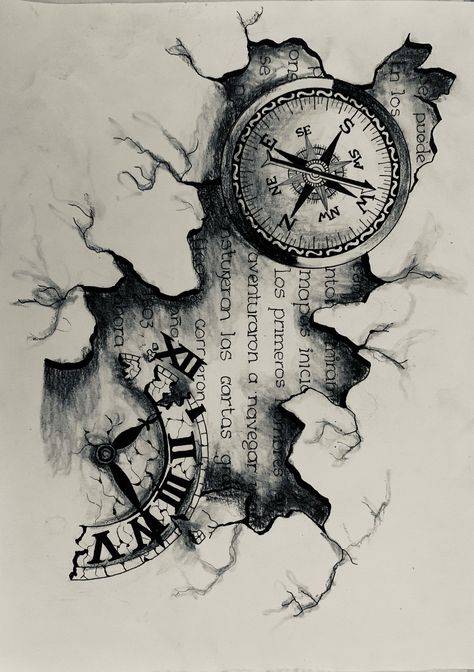 Keep the rhythm of life with a clock tattoo. Clock Drawings, Compass Tattoo Design, Clock Tattoo Design, Brush Art, Clock Tattoo, Meaningful Drawings, Tattoo Art Drawings, Clock Art, Pencil Art Drawings