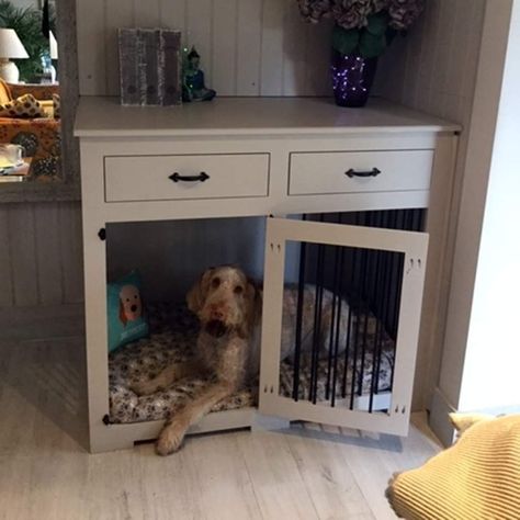 www.clarfurniture.co.uk Dog Kennels Indoor, Indoor Dog Kennels, Rustic Hallway Table, Dog Room Decor, Furniture Style Dog Crate, Indoor Dog Kennel, Diy Dog Crate, Puppy Room, Dog Kennel Furniture