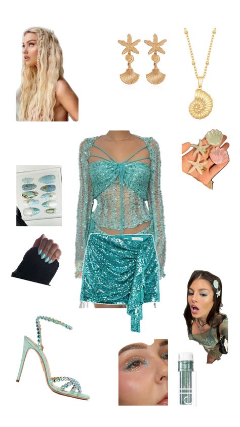 Trendy Mermaid Costume, Mermaid Costume Inspiration, Mermaid And Captain Costume Halloween, H20 Mermaid Costume, Halloween Costumes Aquamarine, Mermaid And Siren Costume, Hot Mermaid Halloween Costume, Simple Mermaid Costume Women, Best Blonde Halloween Costumes