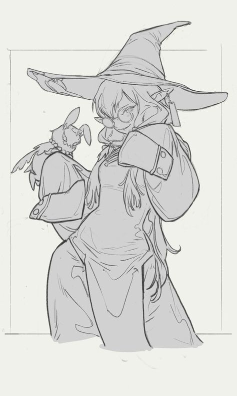 ArtStation - Lineart, Krenz Cushart Krenz Cushart, Minimal Tattoo Designs, Minimal Tattoo Ideas, 강아지 그림, Witches Hat, 캐릭터 드로잉, A Witch, 판타지 아트, Minimal Tattoo