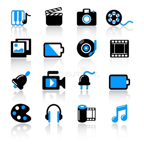 Multimedia icons. Set of 16 multimedia icons on white background , #AFF, #Set, #icons, #Multimedia, #background, #white #ad Logo Multimedia, Multimedia Aesthetic, Multimedia Logo Design, Database Icon, Social Media Icons Vector, Technology Logo, Innovation Technology, Stock Photography, White Background