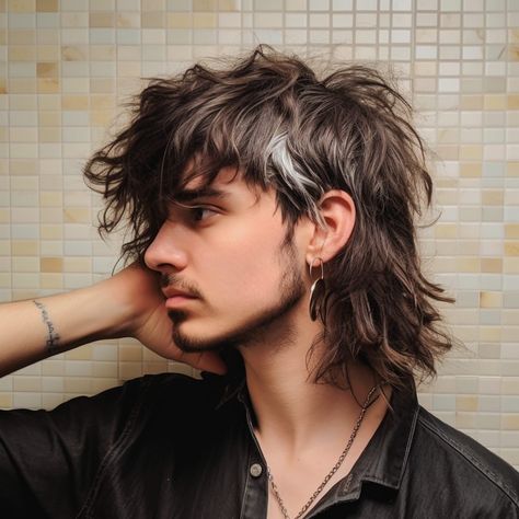 Longer Mullet Men, Men's Wolf Cut, Unique Men Hairstyles, Wolf Cuts Men, Men’s Wolf Cut Hair, Unique Hairstyles Men, Wolf Cut Mullet Men, Wolfcut Men Long Hair, Mullet Wolf Cut Men