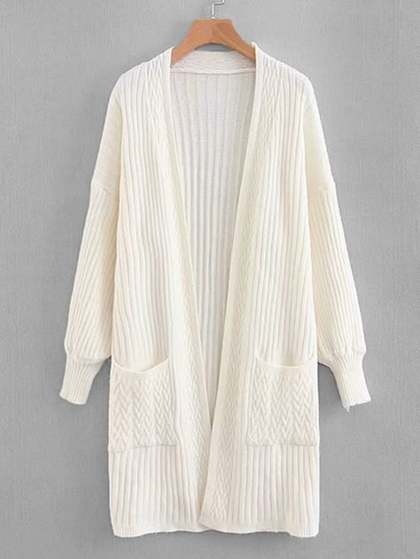 Drop Shoulder Cable Knit Cardigan -SheIn(Sheinside) Festival Ootd, Shoulder Cable, Beige Style, Women Sweaters, Crochet Blouse, Cable Knit Cardigan, Muslimah Fashion, Knit Sweater Cardigan, Sweater Fashion