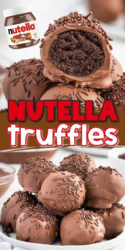 Nutella Truffles Recipe, Easy Nutella Desserts No Bake, No Bake Brownie Truffles, Foods With Nutella, Cookie Truffles No Bake, Easy To Make Cake Pops, Nutella No Bake Recipes, Dessert Truffle Recipes, No Bake Oreo Truffles