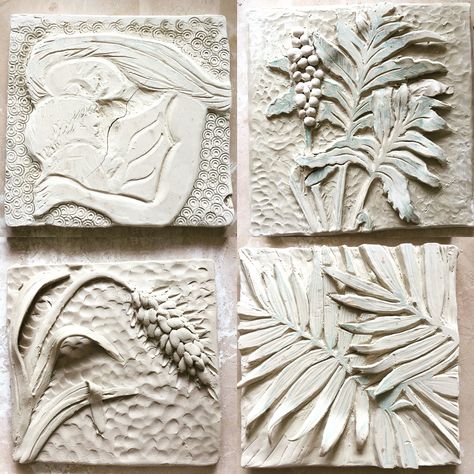 Low relief tiles Clay Relief Ideas, Low Relief Ceramics, Clay Relief Sculpture, Clay Relief Tiles, Low Relief Sculpture, Clay Relief, Sculpture Contemporary Art, Ceramic Relief, Relief Tiles