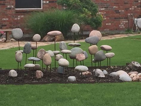 Rock Display, Slope Landscaping, Mailbox Garden, Landscaping With Large Rocks Front Yard, Landscaping With Large Rocks Natural, Garden Rock Art, Landscaping With Boulders, Landscaping With Large Rocks, Rock Garden Landscaping