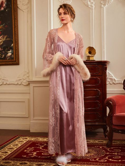 Princess Nightgowns, Night Gown Lingerie, Women Robes, Sleep Clothes, Night Gowns, Mauve Purple, Women's Robe, Cute Pajamas, Maxi Gowns