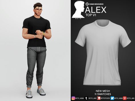 The Sims Resource - Alex (Top V1) Sims 4 White Shirt Male, Sims 4 Cc Sims Resource Men, The Sims Resource Sims 4 Clothing Male, Sims 4 Men Clothing T Shirts, Male Shirt Cc Sims 4, Sims 4 T Shirt Male, Sims 4 Cc Tshirt Men, Sims 4 Cc Male T Shirts, Sims 4 Cc Tank Top Male