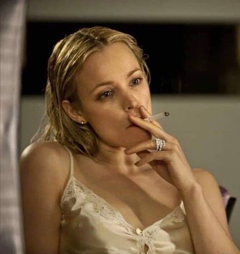 Rachel McAdams smoking in a slip Rachel Mcadams, A Woman, White