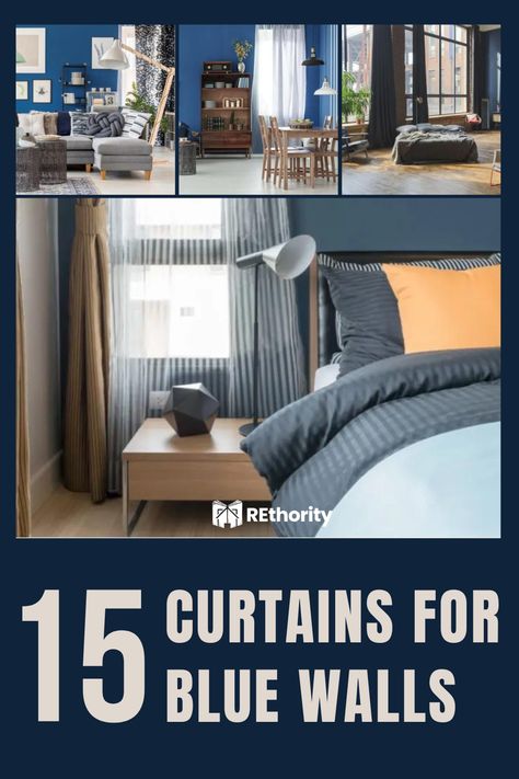 Do you want to redecorate your home but you don’t know where to start? Look no further! 15 Curtains for Blue Walls You’ll Love is here to provide you with a range of stylish and elegant options to give your blue walls the perfect finishing touch. From velvet curtains to patterned abstract designs, you’re sure to find the perfect one for your home. Curtains Navy Walls, Curtain For Blue Walls, Blue Room Curtain Ideas, Curtains For Blue Walls, Patterned Curtains Living Room, Grey Curtains Bedroom, Baby Blue Bedrooms, Dark Blue Rooms, Blue Feature Wall