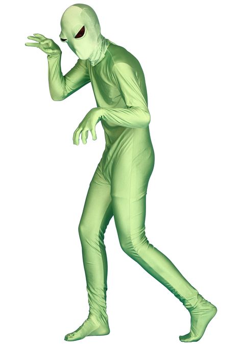 Green Alien Skin Suit Invisible Man Costume, Best Mens Costumes, Alien Party, Halloween Costume Suit, Creepy Costumes, Full Body Costumes, Alien Costume, Green Alien, Bodysuit Costume