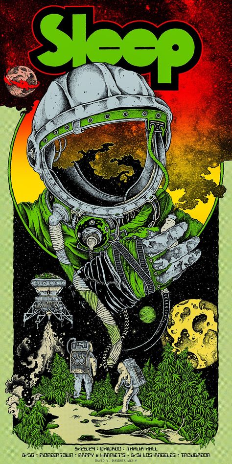 Sleep-Band-Chicago-California-Poster-David-DAndrea Sleep Band, Rock Poster Art, David D, California Poster, Heavy Metal Art, Gig Poster, Psy Art, Illustration Photo, Music Artwork