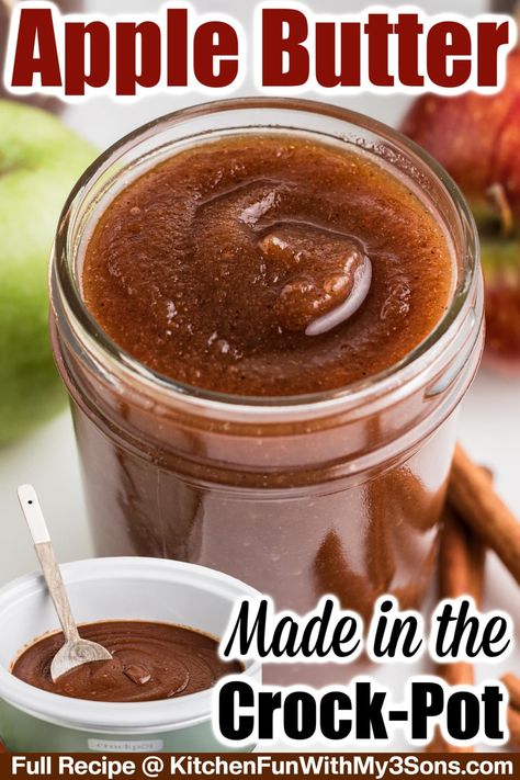 If you love the smell of fall, you have to try this tasty Crockpot Apple Butter. It is cooked in the slow cooker for hours, making your house smell of warm apples and cinnamon! Easy Crockpot Apple Butter, Crockpot Apple Butter, Crockpot Apple, Apple Butter Crock Pot, Slow Cooker Apple, Slow Cooker Apple Butter, Apple Butter Recipe, Slow Cooker Apples, Butter Spread