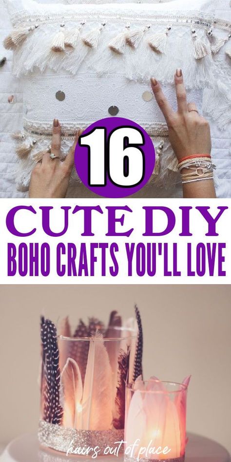 Here’s a round-up of 16 awesome and easier DIY bohemian crafts to inspire you and help decorate your space, whether it be your first house, dorm room or bedroom. Whether you’re a teen or in your 20’s, boho style is super popular for a reason! It's crafty ;) Diy Spiritual Decor, Crafts With Crystals Diy, Diy Boho Decor Bedroom Projects, Hippie Bedroom Decor Bohemian Style, Easy Diy Boho Home Decor, Diy Bohemian Decor Crafts, Bohemian Painting Ideas, Boho Witch Decor, Bohemian Bedroom Diy