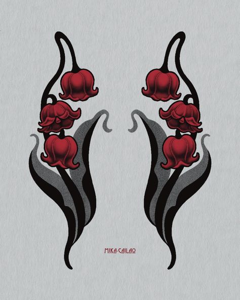 • available design • lily of the valley • symmetrical art nouveau thigh pieces can be tattooed in black and grey or colour 🖤♥️ i’d love to tattoo these! ___________________________________________________ DM OR EMAIL TO BOOK mikacailaotattoo@gmail.com or for something similar/custom BOOKING FORM IN BIO studio located in chippendale @spiderandflytattoo thank you x . . . #artnouveau #artnouveautattoo #tattooapprentice #tattoo #tattoos #tattoodesign #tattooideas #symmetry #symmetricalta... Animal Art Nouveau, Art Nuevo Design, Art Nouveau Skull, Art Nouveau Black And White, Art Neuvo Tattoos, Art Nouveau Vines, Art Nouveau Lily Of The Valley, Lily Traditional Tattoo, Lilly Of The Valley Drawing Art