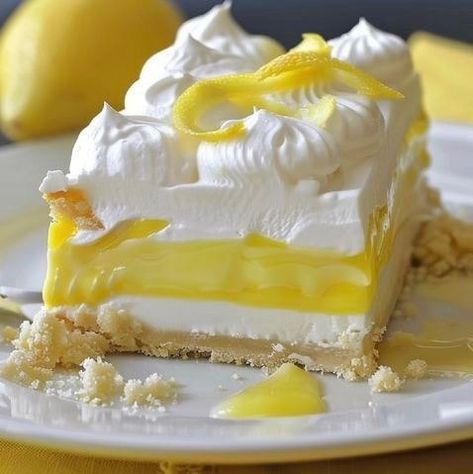 Lemon Lush Dessert - ALL RECIPES GUIDE Lemon Lush Dessert Recipe, Lemon Lush Dessert, Lush Dessert, Lemon Lush, Cream Cheese Bread, Frosé, Lemon Pudding, Dessert Stand, Homemade Whipped Cream