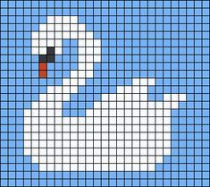 Swan Knitting Pattern, Swan Pixel Art, Cute Crochet Graphs, Swan Alpha Pattern, Swan Cross Stitch, Swan Cross Stitch Pattern, Swan Crochet, Crochet Graph Sweater, Duplicate Stitch Patterns Charts