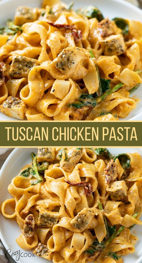 Tuscan chicken pasta in a cream sauce Recipes By Anne, 30 Minutes Chicken Recipes, One Pot Recipes Chicken, Pepperdella Pasta Recipe, Sauce For Pappardelle, Pappardelle Pasta Recipe Chicken, Delallo Recipes Pasta, Seasoned Chicken And Rice, Chicken Skillet Recipes Easy One Pot