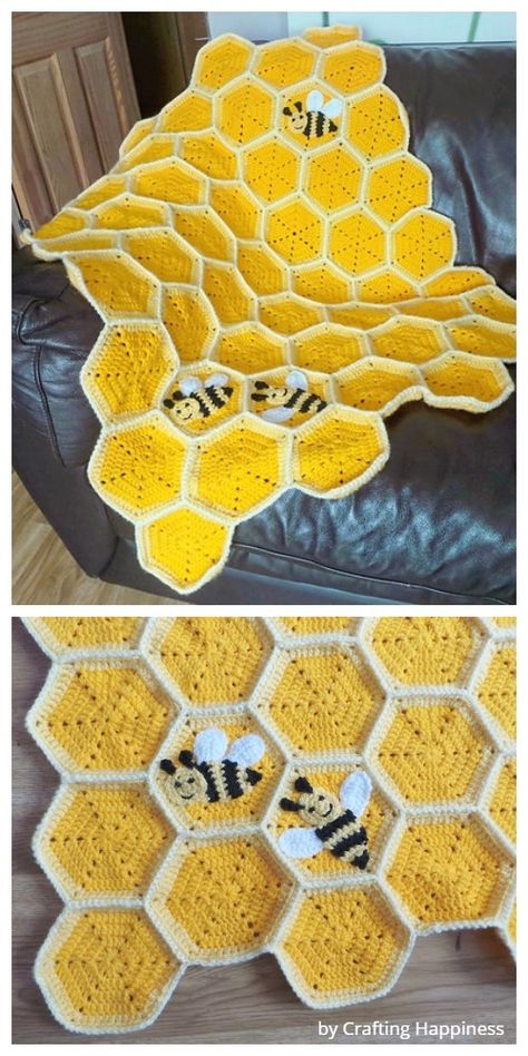 Crochet Honeycomb, Baby Blanket Free Crochet Pattern, Crochet Blanket Designs, Crochet Bee, Crochet Design Pattern, Fun Crochet Projects, Baby Blanket Crochet Pattern, Diy Crochet Projects, Free Crochet Patterns