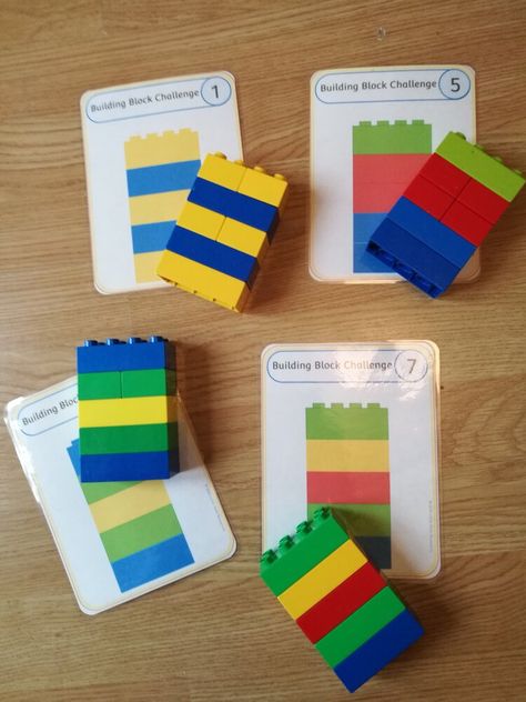 Six Bricks Activities, Preschool Blocks Activities, Activities With Blocks For Preschoolers, Early Years Construction Ideas, Lego Fine Motor Activities, Block Play Activities For Preschoolers, Construction Fine Motor Activities, Lego Building Challenges For Kindergarten, Six Bricks Lego Activities