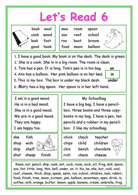 Let's Read 6 - English ESL Worksheets for distance learning and physical classrooms Phonic Worksheet, Ish Activities, Phonics Stories, Ben 1o, Reading Practice Worksheets, Remedial Reading, Learn Reading, Phonics Chart, Reading Comprehension For Kids