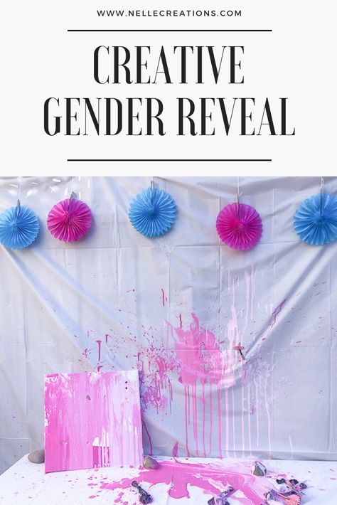 Canvas Gender Reveal Paint, Artsy Gender Reveal Ideas, Gender Reveal Ideas Paint, Gender Reveal Ideas With Paint, Gender Reveal Paint Ideas, Gender Reveal Paint Canvas, Gender Reveal Painting, Gender Reveal With Paint, Paint Gender Reveal Ideas