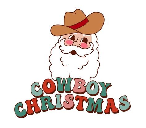 Christmas Cowboy, Cowboy Christmas, Vintage Santa Claus, Christmas Lettering, Vintage Santa, Vintage Santas, Cowboy Hat, Cowboy Hats, Santa Claus