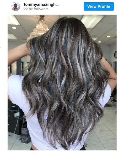 Pelo Color Ceniza, Gray Blending, Rambut Brunette, Grey Hair Transformation, Ash Brown Hair, Grey Hair Inspiration, Brunette Hair With Highlights, Covering Gray Hair, Dark Hair With Highlights