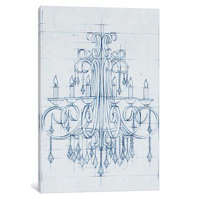 East Urban Home 'Chandelier Draft II' Drawing Print on Canvas Size: 18" H x 12" W x 0.75" D Textile Inspiration, Drawing Prints, Lamp Shades, Architecture Drawing, Wrapped Canvas Art, Art Sur Toile, Print On Canvas, Find Art, Natural Color