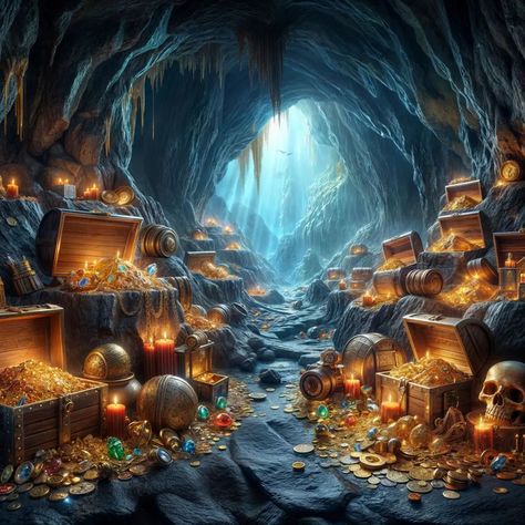 Mysterious Cave with Hidden Treasure Embark on an adventure into a mysterious cave filled with hidden treasures! This stunning AI-generated image captures the magic and mystery of an epic treasure hunt. Perfect for adventure lovers and fantasy art enthusiasts. Discover the wonders that await inside! #MysteriousCave #HiddenTreasure #AIArt #DigitalArt #FantasyArt #AdventureTime #TreasureHunt #Exploration #Mystery #MagicCave #InstaArt #ArtCommunity #ViralArt #AIgenerated #EpicDiscoveries #Trea... Found Treasure, Fantasy Treasure, Cave Wallpaper, Magic And Mystery, Inktober 2024, Floor Wallpaper, Pirate Treasure, Hidden Treasure, Treasure Chest