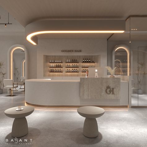 Beauty Salon :: Behance Beauty Salon Modern Design, Cafe Salon Interior Design, Medspa Reception Area, Spa Room Interior Design, Make Up Studio Design, Luxury Nail Salon Interior Design, Spa Salon Design, Luxury Beauty Salon Design, Beauty Salon Aesthetic