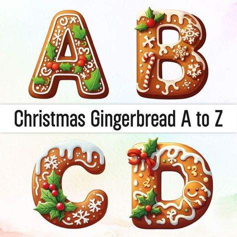 Etsy.com Etsy, Gingerbread Letters, Christmas Alphabet Letters, Christmas Baking Svg, Christmas Pinata, Gingerbread Alphabet, Nightmare Before Christmas Font, Christmas Numbers, Gingerbread Clipart