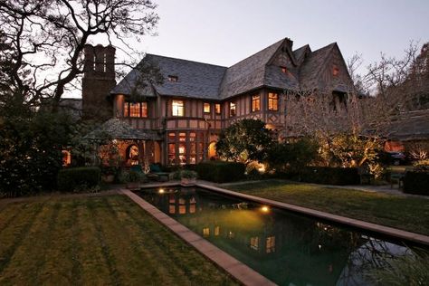 Tudor-Style Oakland Mansion With Spectacular Landscaping | 2021 | HGTV Piedmont California, Tudor Mansion, English Tudor Homes, Tudor Revival, Luxury Portfolio, Tudor Style Homes, English Tudor, Floating Staircase, Tudor House