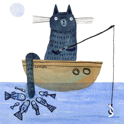 ART PRINTS – Terry Runyan Creative Terry Runyan, Art Mignon, Image Chat, Art Creativity, Cat Artwork, Art Et Illustration, Cats Illustration, Naive Art, Cat Illustration