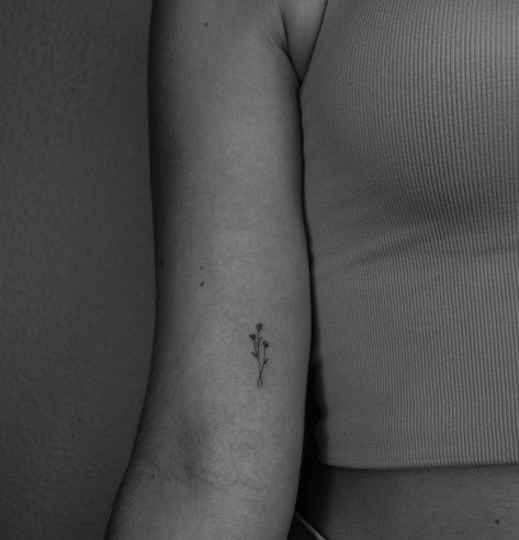 2x2 Minimalist Tattoo, Placement Small Tattoo, Dainty Tattoo Ideas For Women, Time Makes You Bolder Tattoo, Arm Minimal Tattoos For Women, Small Inner Bicep Tattoo For Women, Tiny Tattoo Locations, Tiny Wildflower Tattoo, Delicate Tattoo Placement