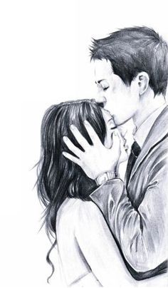 In Too Deep Kissing Drawing, Easy Pencil Drawings, Creative Self Portraits, Self Portrait Art, Sketches Of Love, Couple Sketch, Forehead Kisses, Meaningful Drawings, Easy Drawings Sketches