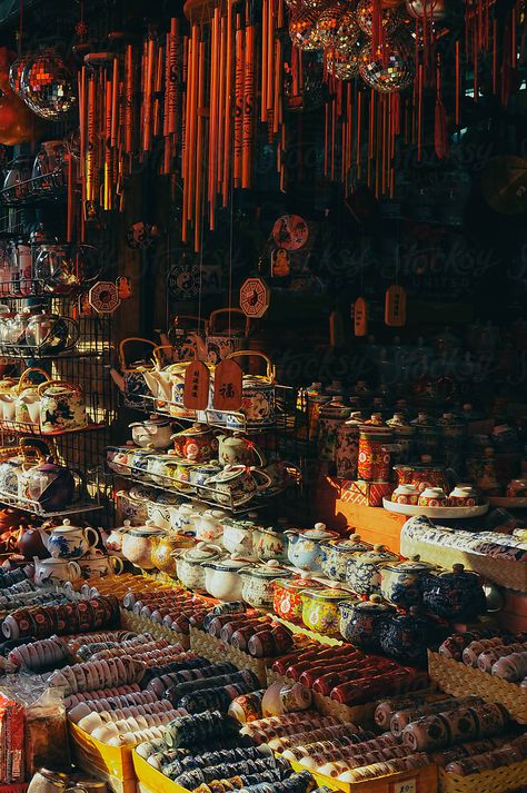 "Antique Porcelain On A Chinese Street Market" by Stocksy Contributor "Alexander Grabchilev" - Stocksy Chinese Market Aesthetic, Camp Jupiter, Chinese Market, Chinese Festival, Lantern Festival, Street Market, Chinese Porcelain, Antique Porcelain, Chinese Culture