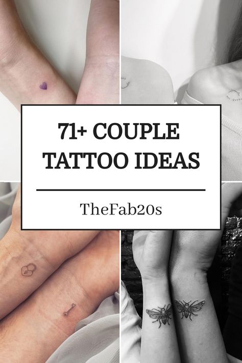 Explore over 71 unique concepts for couple tattoos that beautifully symbolize your love and connection. Whether you prefer complementary designs or individual motifs with special meanings, our comprehensive collection has the ideal tattoo inspiration for every duo looking to commemorate their relationship in a meaningful way. Unveil the perfect ink ideas to showcase your bond through art and create lasting memories together. Matching Micro Tattoos Couples, Classy Couple Tattoos, Tattoo Idea Couple, Complimentary Couple Tattoos, Symbolic Love Tattoos, Unmatching Tattoos, Me And You Tattoo, Minimalist Ying Yang Tattoo, Couples Fingerprint Tattoo Ideas