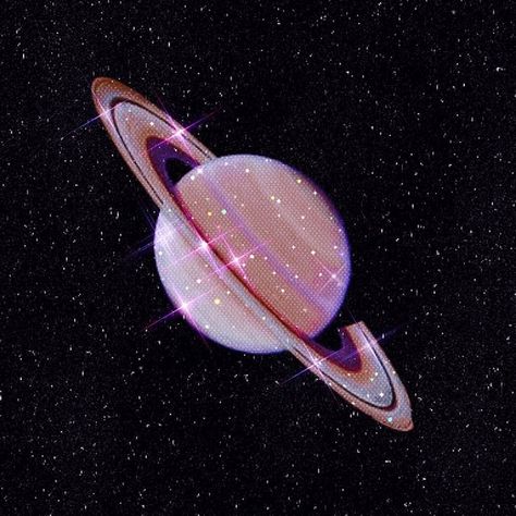 Planet Saturn, Stars, Pink